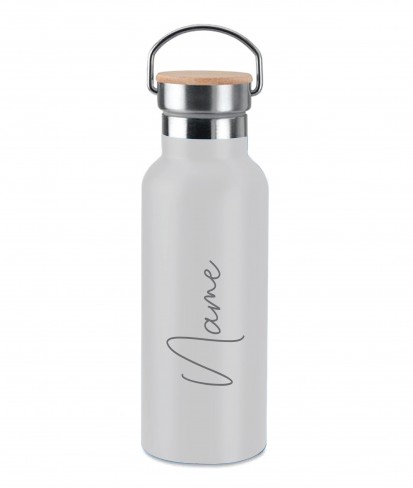 Personalised White Engraved Cork Water Bottle with Name 